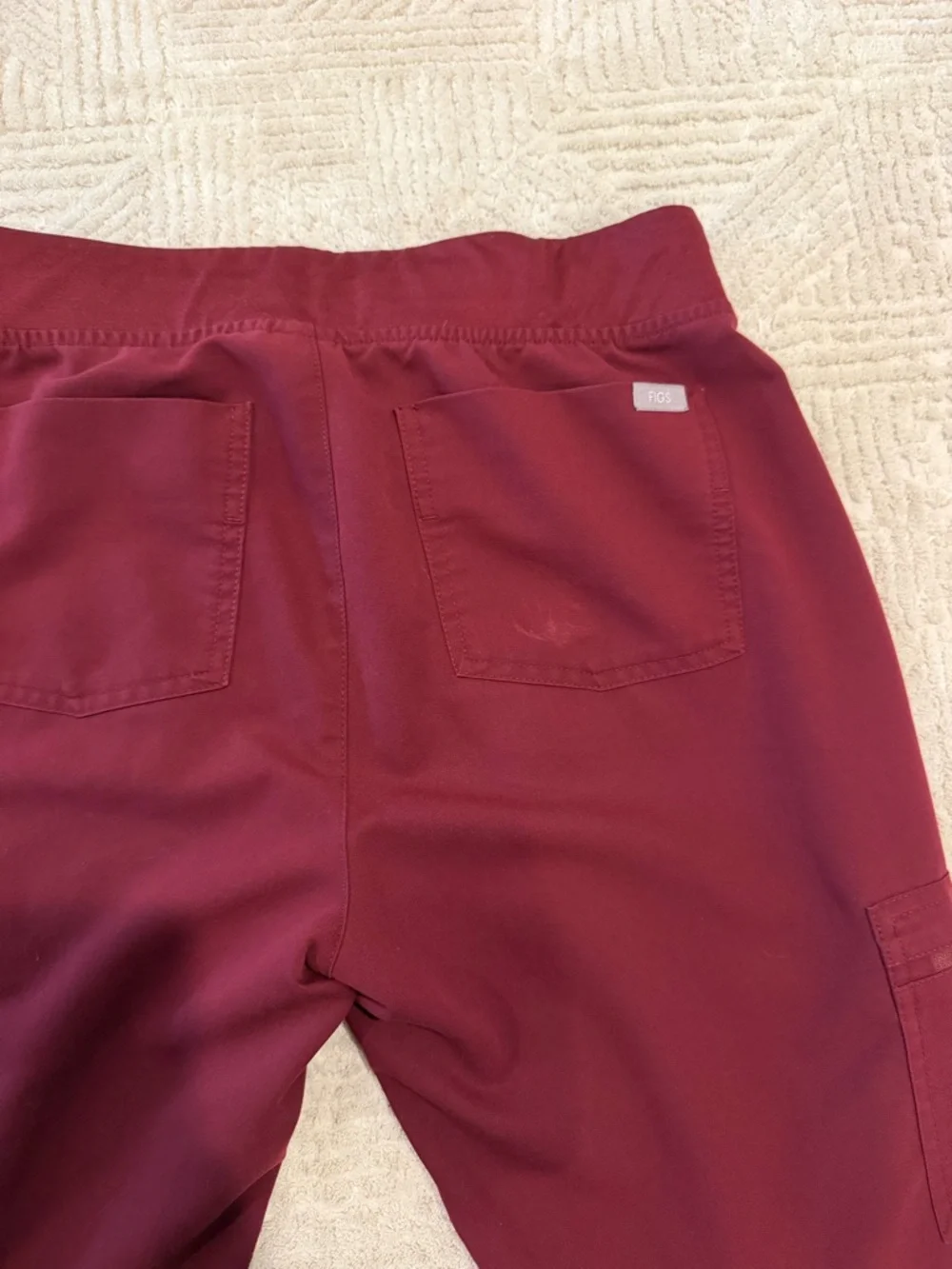 Figs Men's Maroon Jogger Pants with Grey Drawstrings